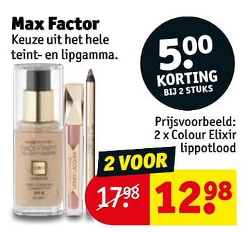 Promotions Max factor colour elixir lippotlood - Max Factor - Valide de 20/08/2019 à 25/08/2019 chez Kruidvat