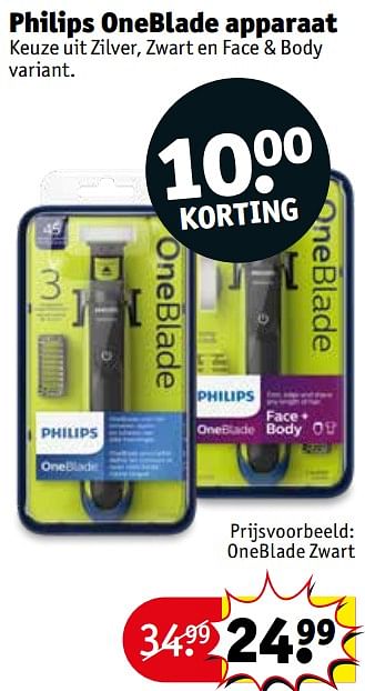 Promoties Philips oneblade apparaat oneblade zwart - Philips - Geldig van 20/08/2019 tot 25/08/2019 bij Kruidvat
