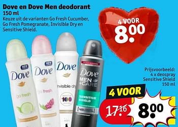 Promoties Dove en dove men deodorant deospray sensitive shield - Dove - Geldig van 20/08/2019 tot 25/08/2019 bij Kruidvat