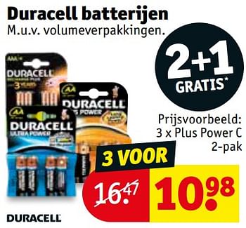 Promoties Duracell batterijen plus power c - Duracell - Geldig van 20/08/2019 tot 25/08/2019 bij Kruidvat