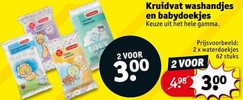 Promoties Kruidvat washandjes en babydoekjes waterdoekjes - Huismerk - Kruidvat - Geldig van 20/08/2019 tot 25/08/2019 bij Kruidvat