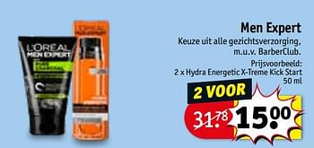 Promoties Men expert hydra energetic x-treme kick start - L'Oreal Paris - Geldig van 20/08/2019 tot 25/08/2019 bij Kruidvat