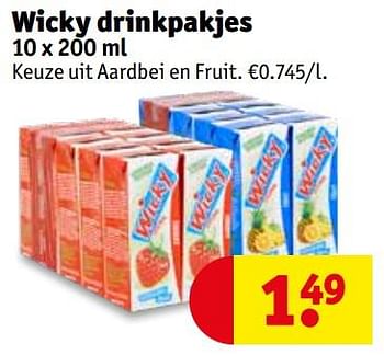 Promotions Wicky drinkpakjes - Wicky - Valide de 20/08/2019 à 25/08/2019 chez Kruidvat