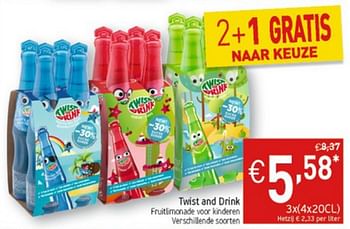 Promoties Twist and drink fruitlimonade voor kinderen - Twist and drink - Geldig van 20/08/2019 tot 25/08/2019 bij Intermarche