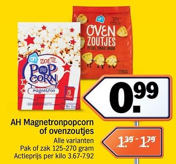 Promotions Ah magnetronpopcorn of ovenzoutjes - Produit Maison - Albert Heijn - Valide de 19/08/2019 à 25/08/2019 chez Albert Heijn