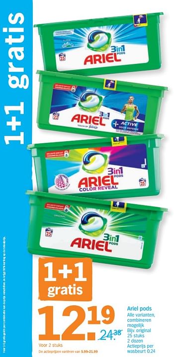 Promoties Ariel pods original - Ariel - Geldig van 19/08/2019 tot 25/08/2019 bij Albert Heijn