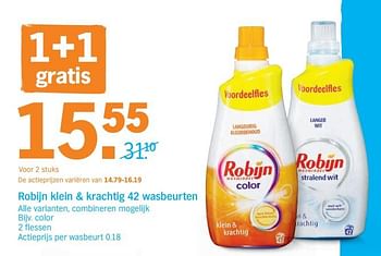 Promoties Robijn klein + krachtig color - Robijn - Geldig van 19/08/2019 tot 25/08/2019 bij Albert Heijn