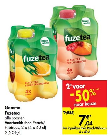 Promoties Gamma fuzetea thee peach- hibiscus - FuzeTea - Geldig van 14/08/2019 tot 26/08/2019 bij Carrefour