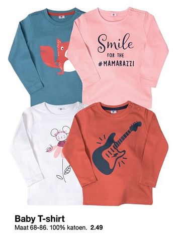 Promoties Baby t-shirt - Huismerk - Zeeman  - Geldig van 17/08/2019 tot 23/08/2019 bij Zeeman