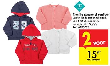 Promotions Chenille sweater of cardigan - Tex - Valide de 14/08/2019 à 26/08/2019 chez Carrefour