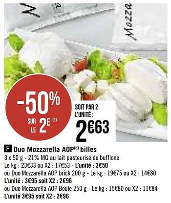 Promoties Duo mozzarella aop billes - Huismerk - Casino - Geldig van 13/08/2019 tot 25/08/2019 bij Super Casino