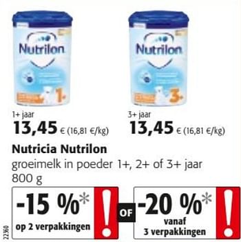 Promoties Nutricia nutrilon groeimelk in poeder 1+,2+ of 3+ jaar - Nutricia - Geldig van 14/08/2019 tot 27/08/2019 bij Colruyt