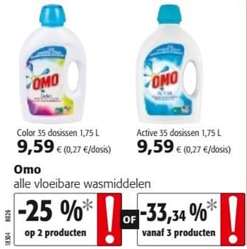 Promoties Omo alle vloeibare wasmiddelen - Omo - Geldig van 14/08/2019 tot 27/08/2019 bij Colruyt