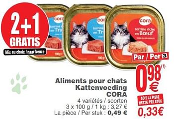 Promotions Aliments pour chats kattenvoeding cora - Produit maison - Cora - Valide de 20/08/2019 à 26/08/2019 chez Cora
