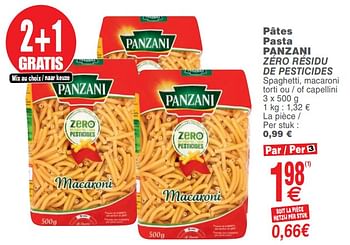 Promoties Pâtes pasta panzani zéro résidu de pesticides - Panzani - Geldig van 20/08/2019 tot 26/08/2019 bij Cora