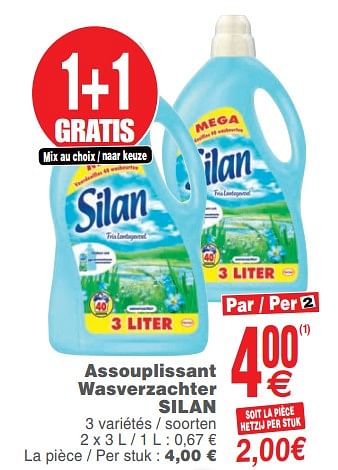 Promoties Assouplissant wasverzachter silan - Silan - Geldig van 20/08/2019 tot 26/08/2019 bij Cora