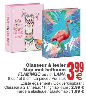 Promoties Classeur à levier map met hefboom flamingo ou - of lama - Huismerk - Cora - Geldig van 20/08/2019 tot 02/09/2019 bij Cora