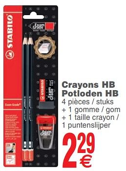 Promoties Crayons hb potloden hb - Stabilo - Geldig van 20/08/2019 tot 02/09/2019 bij Cora