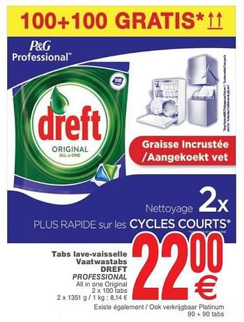 Promoties Tabs lave-vaisselle vaatwastabs dreft professional - Dreft - Geldig van 20/08/2019 tot 26/08/2019 bij Cora