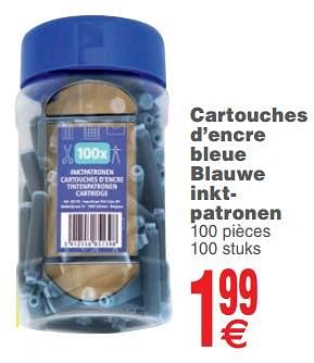 Promoties Cartouches d`encre bleue blauwe inktpatronen - Huismerk - Cora - Geldig van 20/08/2019 tot 02/09/2019 bij Cora