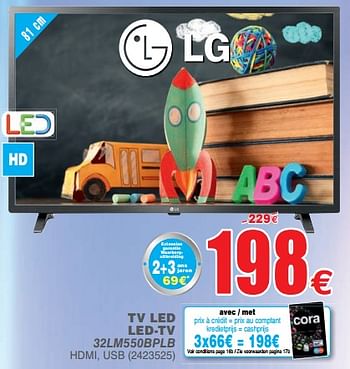 Promoties Lg tv led led-tv 32lm550bplb - LG - Geldig van 20/08/2019 tot 02/09/2019 bij Cora