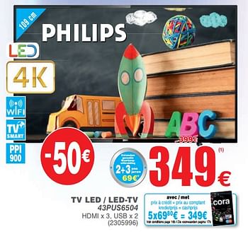 Promoties Philips tv led - led-tv 43pus6503 - Philips - Geldig van 20/08/2019 tot 02/09/2019 bij Cora