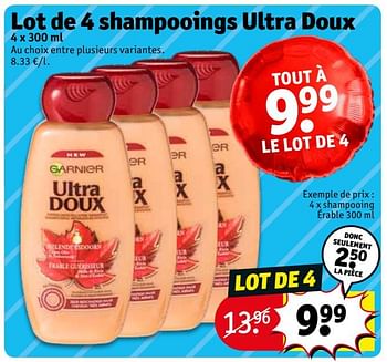 Promotions Lot de 4 shampooings ultra doux shampooing érable - Ultra Doux - Valide de 20/08/2019 à 25/08/2019 chez Kruidvat