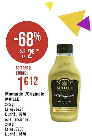 Promotions Moutarde l`originale maille - Maille - Valide de 19/08/2019 à 01/09/2019 chez Géant Casino