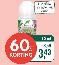 Promoties Hemp oil dandorant - Dr. Organic - Geldig van 12/08/2019 tot 08/09/2019 bij Holland & Barret