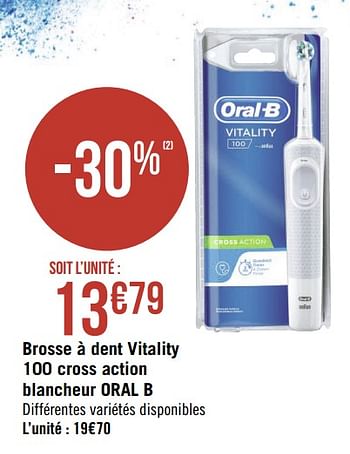 Promotions Brosse à dent vitality 100 cross action blancheur oral b - Oral-B - Valide de 19/08/2019 à 01/09/2019 chez Géant Casino