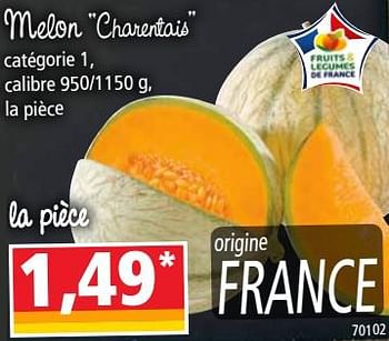 Promotions Melon charentais - Produit Maison - Norma - Valide de 21/08/2019 à 27/08/2019 chez Norma