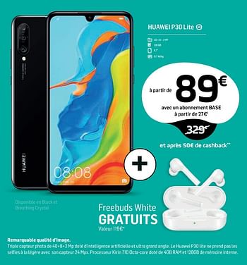 Promoties Huawei p30 lite - Huawei - Geldig van 20/08/2019 tot 14/09/2019 bij Base