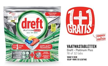 Promoties Vaatwastabletten dreft - platinum plus - Dreft - Geldig van 22/08/2019 tot 28/08/2019 bij Delhaize