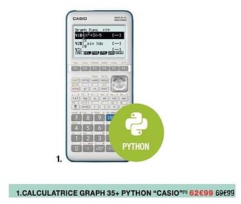 Promotions Calculatrice graph 35+ python casio - Casio - Valide de 14/08/2019 à 08/09/2019 chez MonoPrix