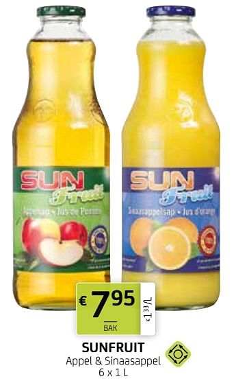 Promoties Sunfruit appel + sinaasappel - sunfruit - Geldig van 16/08/2019 tot 29/08/2019 bij BelBev