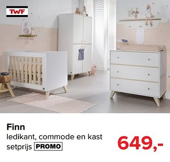 Promoties Finn ledikant, commode en kast setprijs - TWF - Geldig van 05/08/2019 tot 31/08/2019 bij Baby-Dump