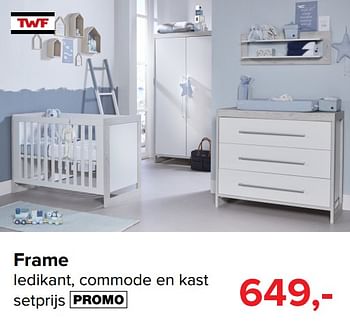 Promoties Frame ledikant, commode en kast setprijs - TWF - Geldig van 05/08/2019 tot 31/08/2019 bij Baby-Dump