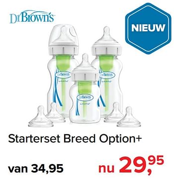 Promoties Starterset breed option+ - DrBrown's - Geldig van 05/08/2019 tot 31/08/2019 bij Baby-Dump