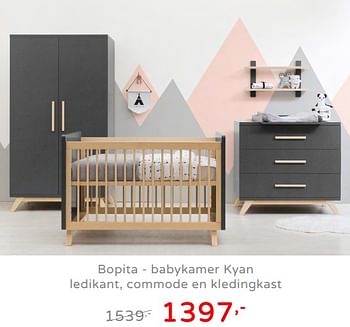 Promoties Bopita - babykamer kyan ledikant, commode en kledingkast - Bopita - Geldig van 19/08/2019 tot 25/08/2019 bij Baby & Tiener Megastore
