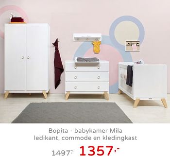 Promoties Bopita - babykamer mila ledikant, commode en kledingkast - Bopita - Geldig van 19/08/2019 tot 25/08/2019 bij Baby & Tiener Megastore