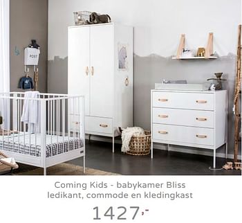 Promoties Coming kids - babykamer bliss ledikant, commode en kledingkast - Coming Kids - Geldig van 19/08/2019 tot 25/08/2019 bij Baby & Tiener Megastore