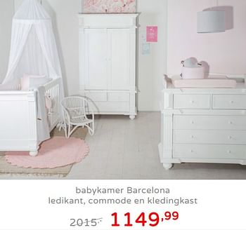 Promoties Babykamer barcelona ledikant, commode en kledingkast - Huismerk - Baby & Tiener Megastore - Geldig van 19/08/2019 tot 25/08/2019 bij Baby & Tiener Megastore