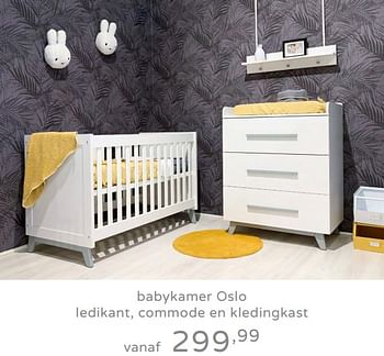 Promoties Babykamer oslo ledikant, commode en kledingkast - Huismerk - Baby & Tiener Megastore - Geldig van 19/08/2019 tot 25/08/2019 bij Baby & Tiener Megastore