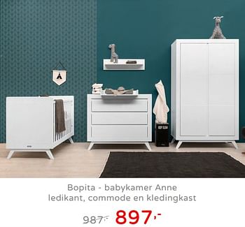 Promoties Bopita - babykamer anne ledikant, commode en kledingkast - Bopita - Geldig van 19/08/2019 tot 25/08/2019 bij Baby & Tiener Megastore