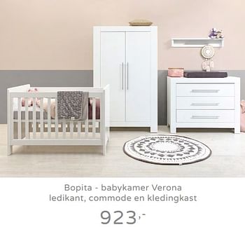 Promoties Bopita - babykamer verona ledikant, commode en kledingkast - Bopita - Geldig van 19/08/2019 tot 25/08/2019 bij Baby & Tiener Megastore