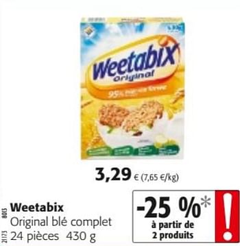 Promotions Weetabix original blé complet - Weetabix - Valide de 14/08/2019 à 27/08/2019 chez Colruyt
