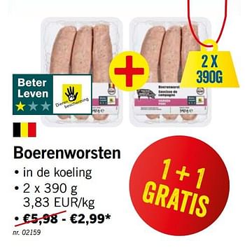 Promoties Boerenworsten - Huismerk - Lidl - Geldig van 26/08/2019 tot 31/08/2019 bij Lidl