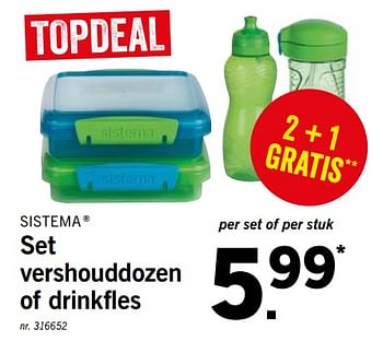 Promoties Set vershouddozen of drinkfles - Sistema - Geldig van 26/08/2019 tot 31/08/2019 bij Lidl