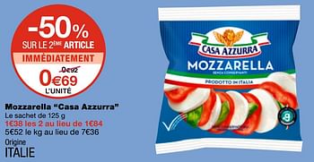 Promotions Mozzarella casa azzurra - Casa Azzurra - Valide de 14/08/2019 à 25/08/2019 chez MonoPrix