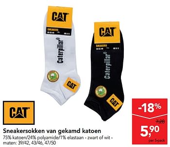 Promoties Cat sneakersokken van gekamd katoen - CAT - Geldig van 28/08/2019 tot 10/09/2019 bij Makro